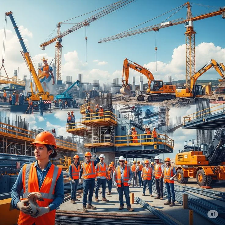 Site engineers and project managers conducting milestone coordination
