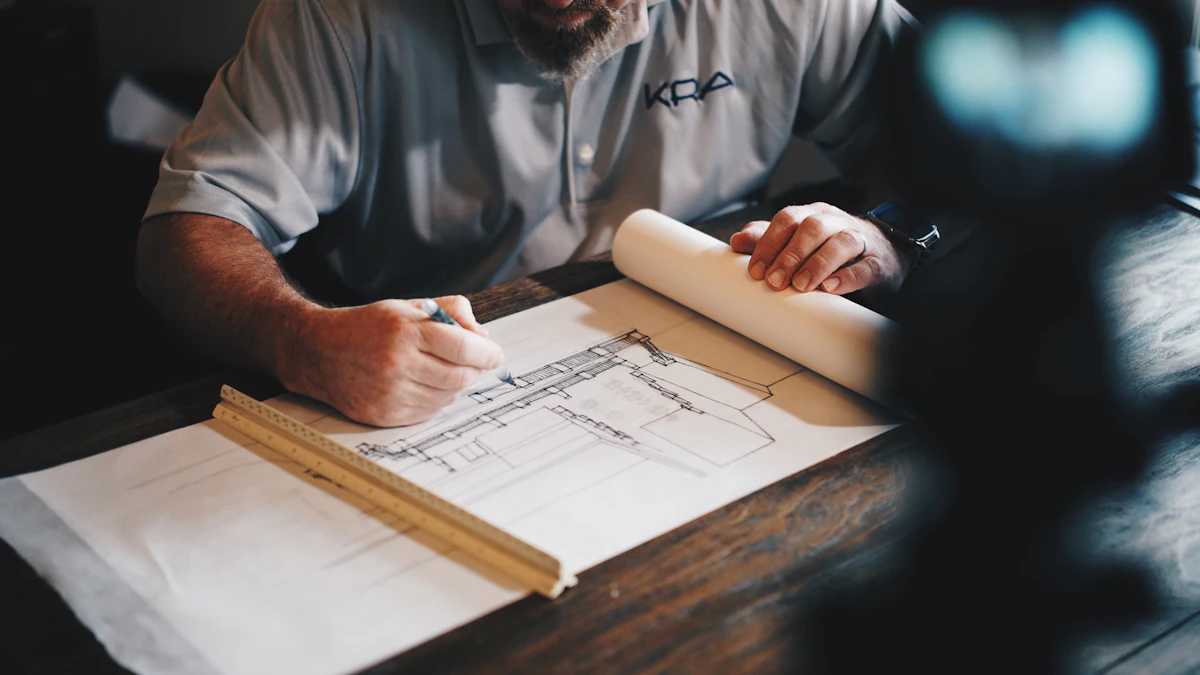 Engineering blueprints, calculation drawings, and precise site documentation